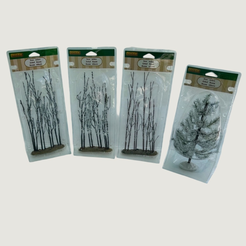 Lemax Village Collection Snowy Winter Trees Lot of 4 Christmas Decor 74172 94593